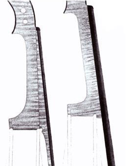 圖4 The Hills的插圖顯示巴洛克琴頸向后傾斜（左）